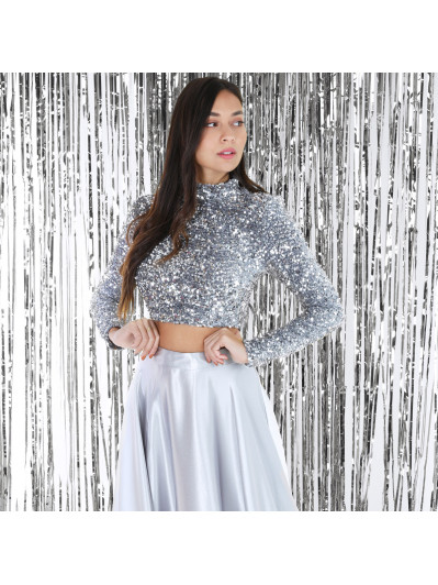 Crop top gris à sequins