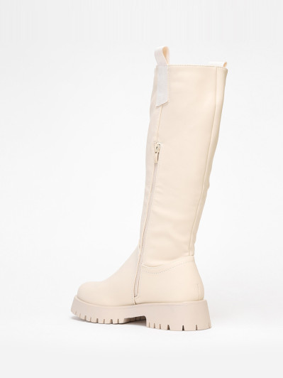 Bottes de pluie beiges à plateforme crantée