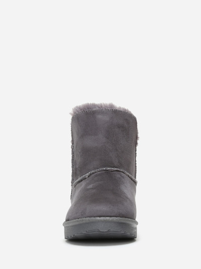 Boots fourrées grises à strass