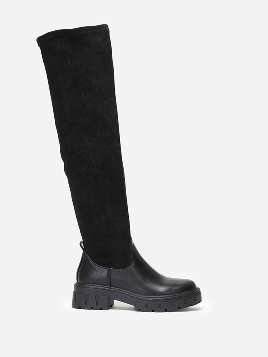 Cuissardes bi-matières noires crantées