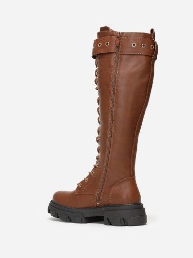 Bottes rangers chunky marron avec bride à boucle