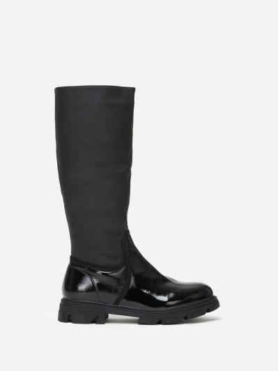 Bottes bi-matières noires à semelle crantée grandes tailles