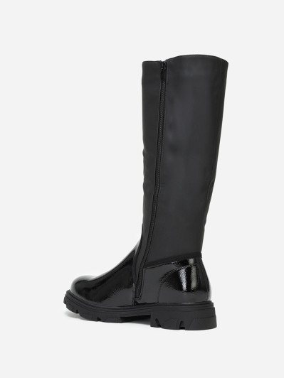 Bottes bi-matières noires à semelle crantée grandes tailles