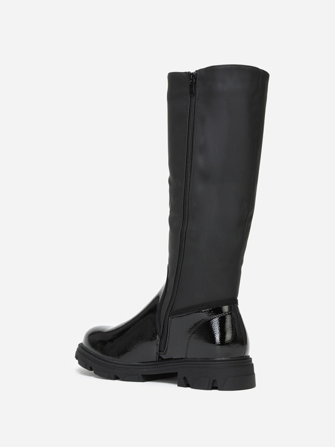 Bottes bi-matières noires à semelle crantée grandes tailles