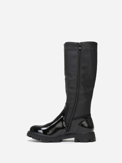 Bottes bi-matières noires à semelle crantée grandes tailles
