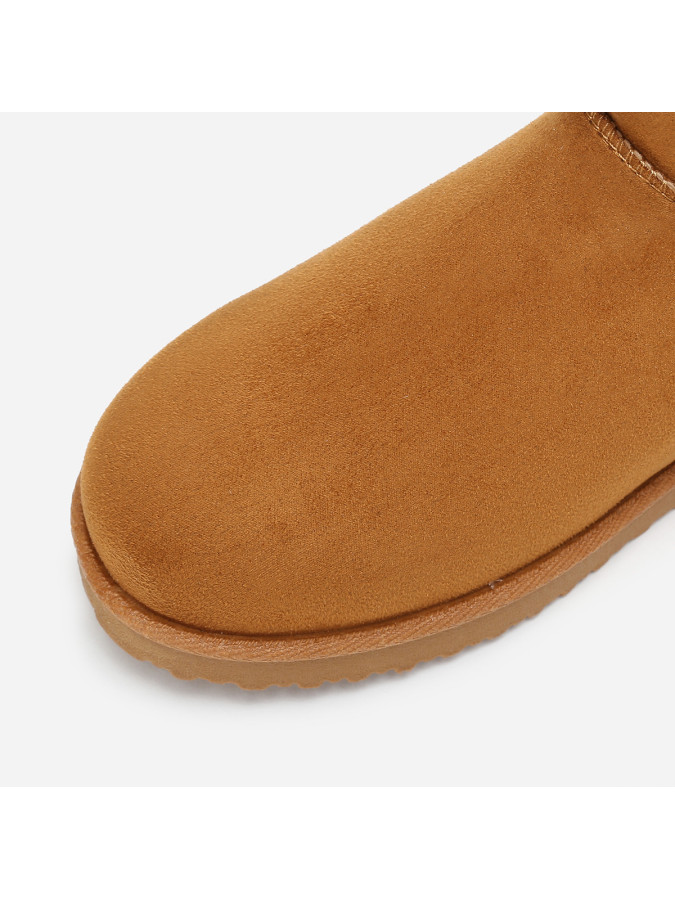 Boots camel fourrées en suédine grandes tailles