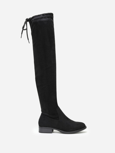Cuissardes en suédine à liens de serrage style corset - Noir