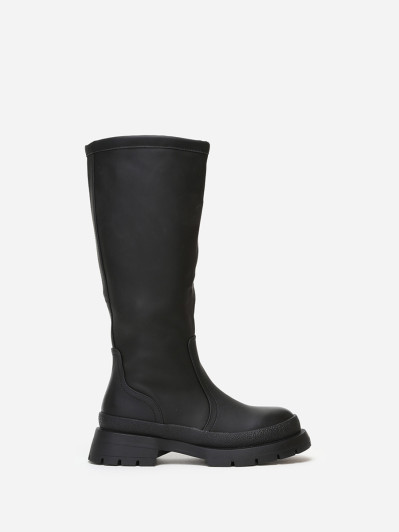 Bottes noires effet mat à semelle crantée