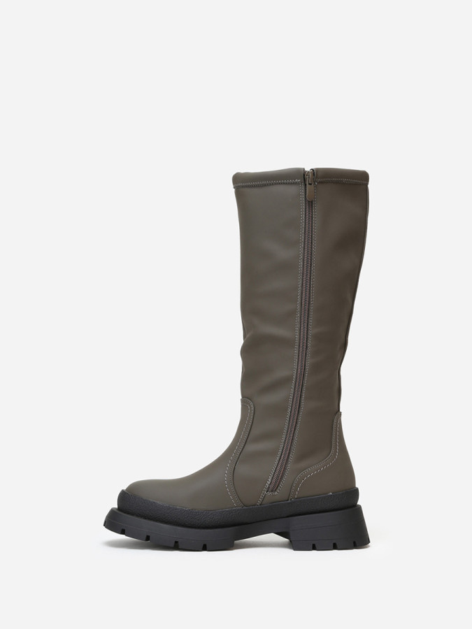 Bottes gris foncé effet mat à semelle crantée