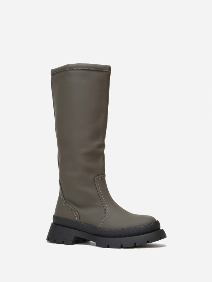 Bottes gris foncé effet mat à semelle crantée