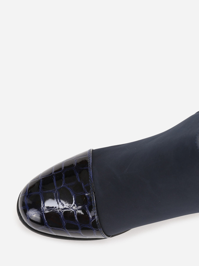 Bottines bi-matières  bout vernis imprimé croco