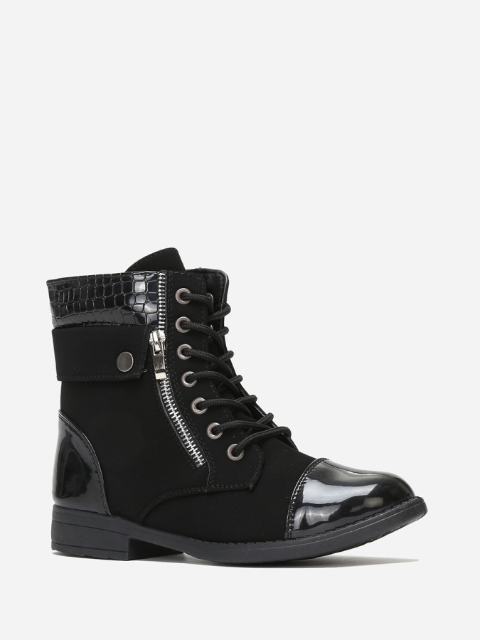 Bottines bi-matière à lacets