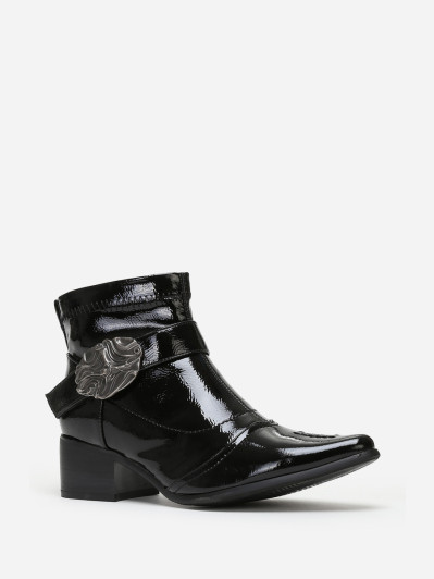 Bottines bout pointu vernies noires pas cher la modeuse