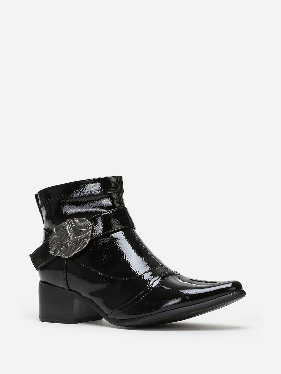 bottines vernies noires bottines talon carrÃ© bout pointu