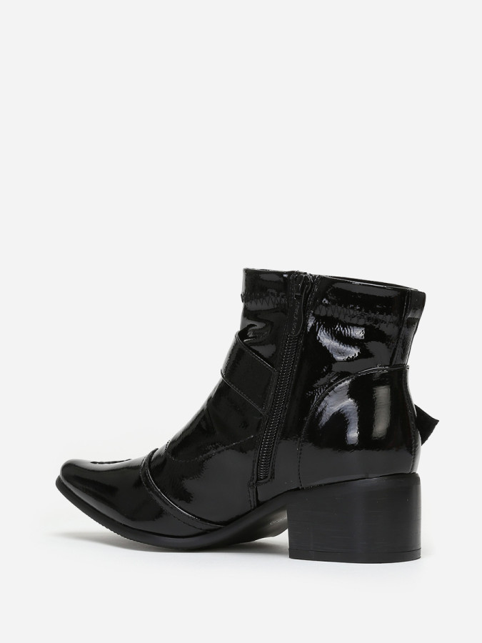 Bottines bout pointu vernies noires pas cher la modeuse