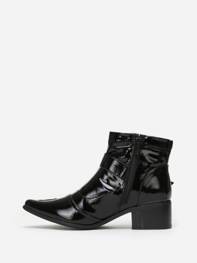 Bottines bout pointu vernies noires pas cher la modeuse