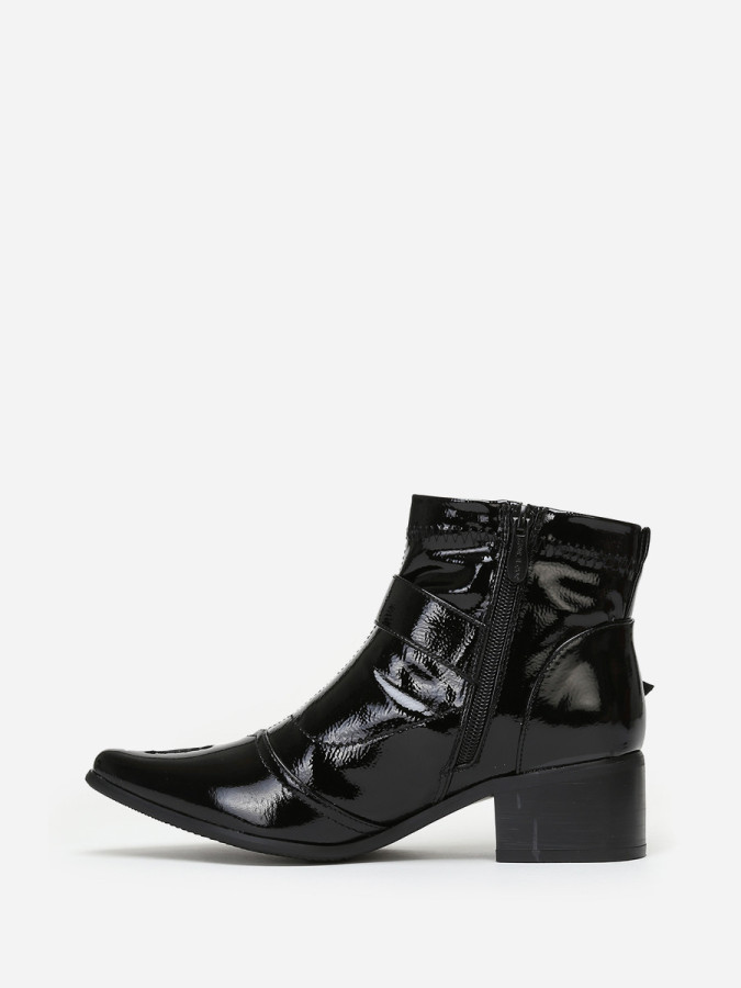 Bottines bout pointu vernies noires pas cher la modeuse