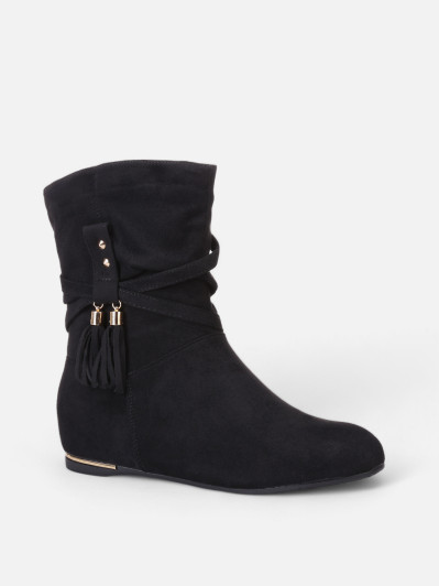 Bottines plissées et compensées à pampilles