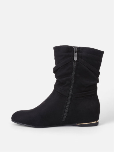 Bottines plissées et compensées à pampilles