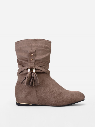 Bottines plissées et compensées à pampilles