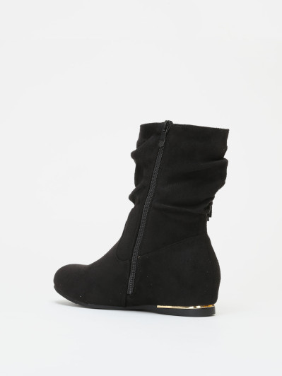 Bottines noires effet plissé détails doré femme pas cher La Modeuse