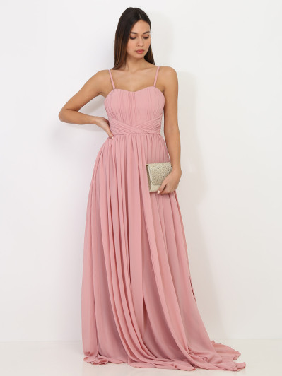 Robe longue bustier drapée