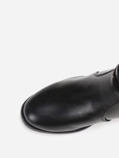 Bottines bi-matières à brides décoratives noires