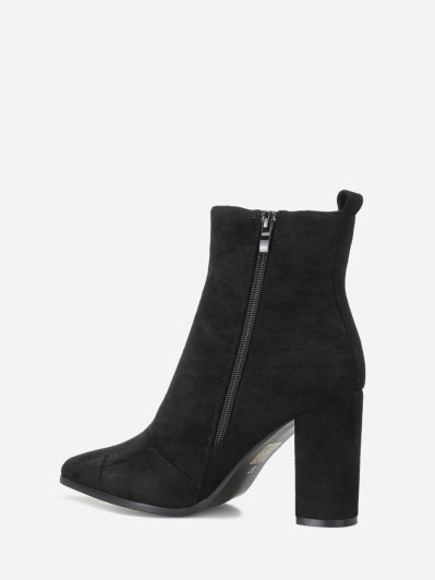 Bottines en simili daim noir à bout pointu