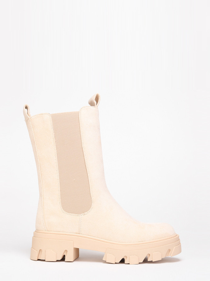 Bottines style chelsea beiges en suédine