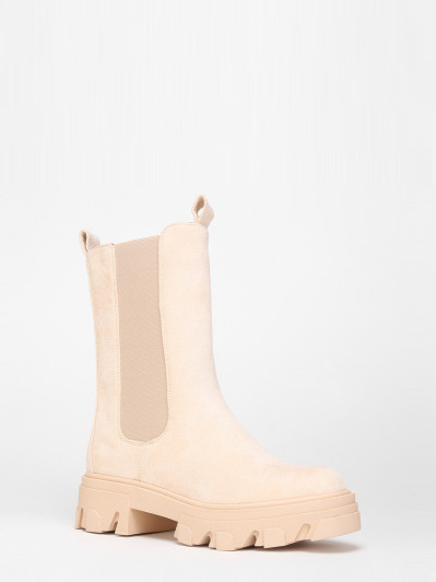 Bottines style chelsea beiges en suédine