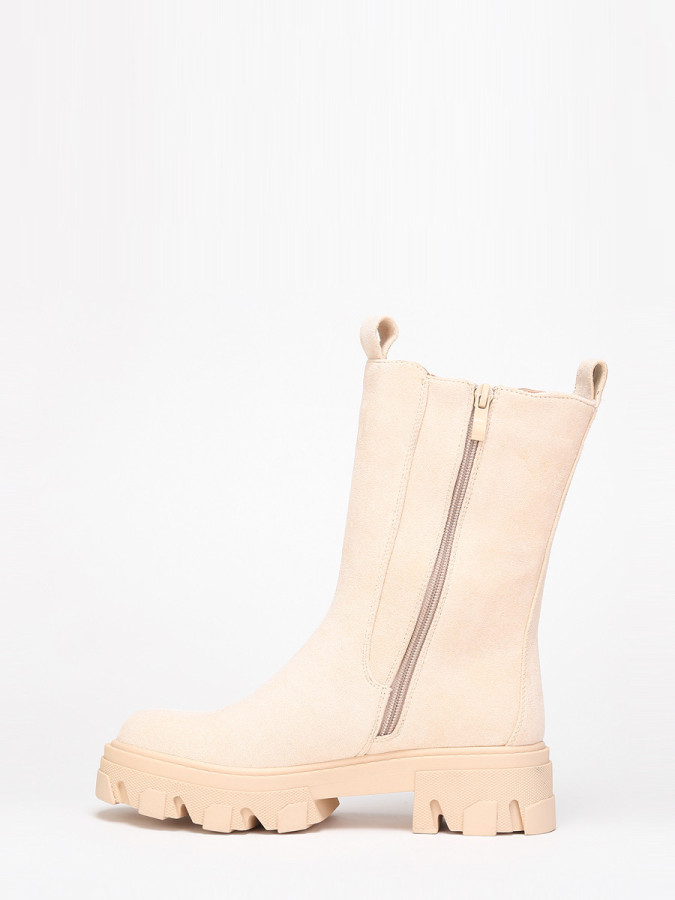 Bottines style chelsea beiges en suédine