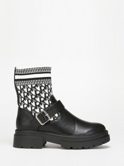 Bottines noir et blanc bi-matières