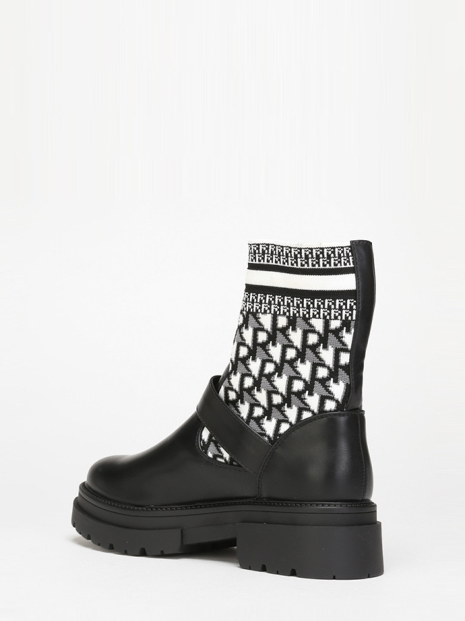 Bottines noir et blanc bi-matières