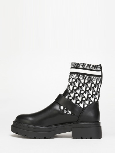 Bottines noir et blanc bi-matières