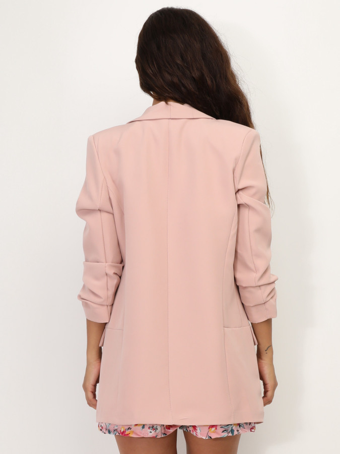 Veste blazer rose à manches retroussées