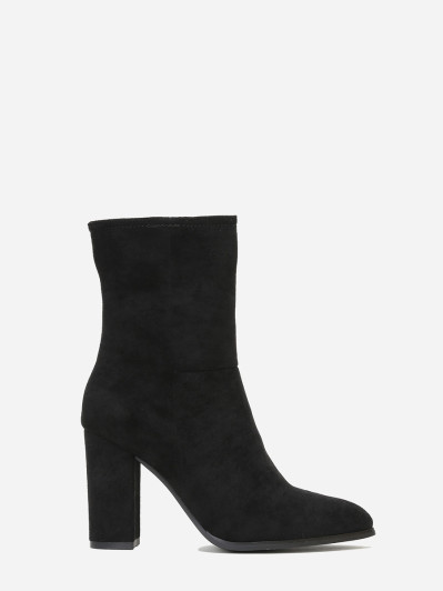 Bottines pointues noires en suédine