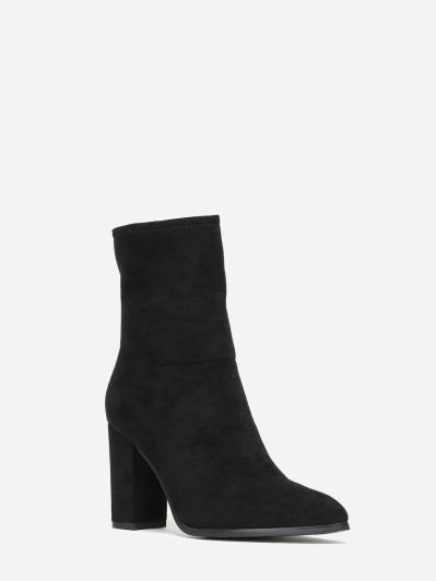 Bottines pointues noires en suédine