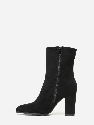 Bottines pointues noires en suédine