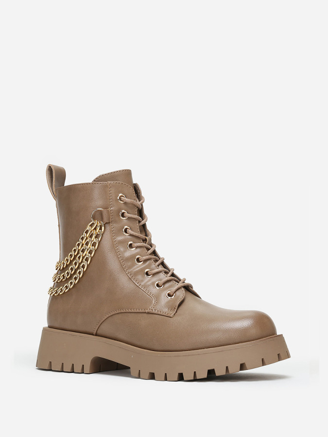 Rangers taupe crantées à chaînes