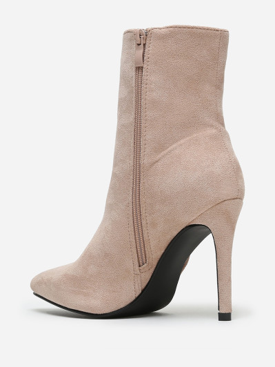 Bottines pointues beiges à talon aiguille