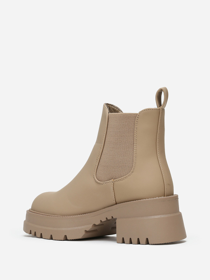 Chelsea taupe à talon et plateforme crantés