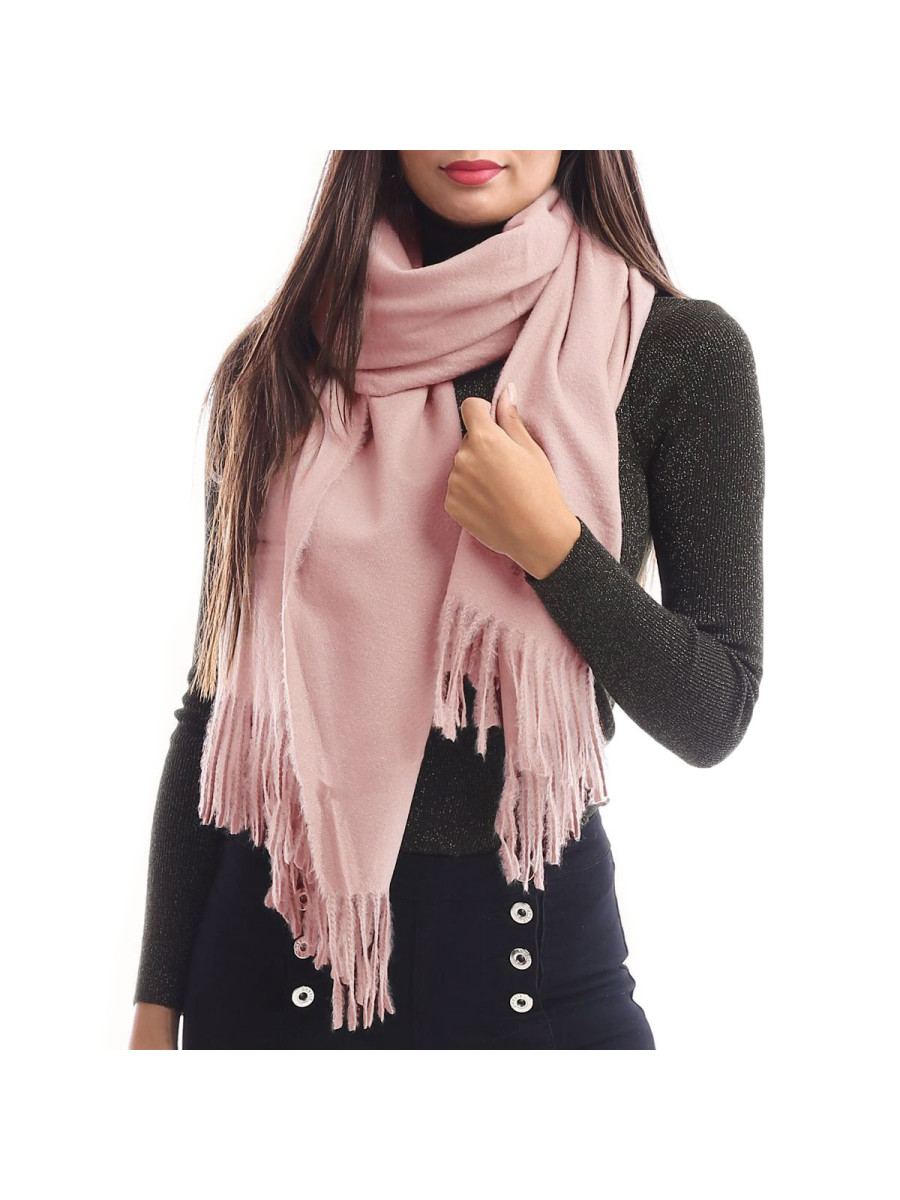 Echarpe vieux rose effet cachemire