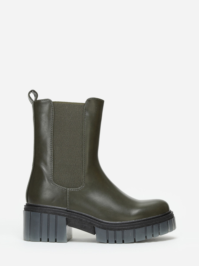 Chelsea vertes à semelle crantée effet translucide