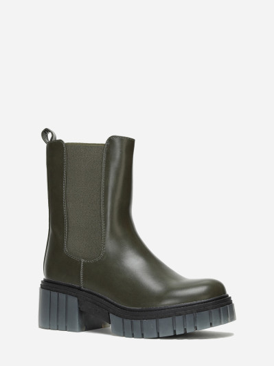 Chelsea vertes à semelle crantée effet translucide