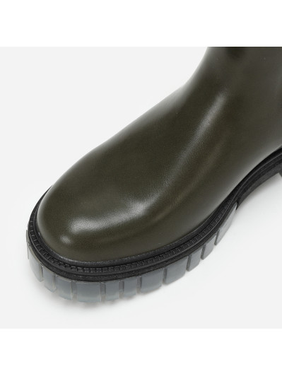 Chelsea vertes à semelle crantée effet translucide