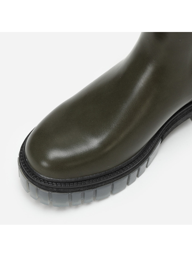 Chelsea vertes à semelle crantée effet translucide