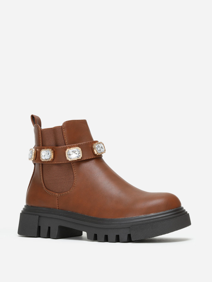 Chelsea marron à bride bijoux