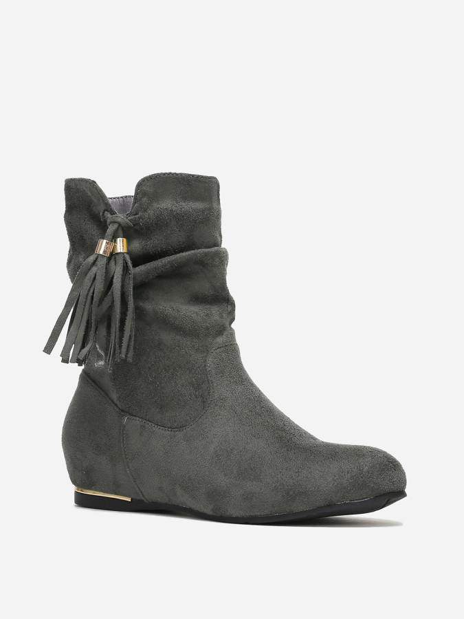 Bottines compensées grises effet plissé détails doré femme pas cher La Modeuse