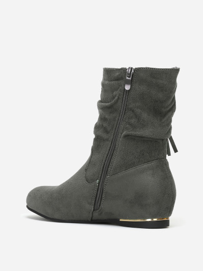 Bottines compensées grises effet plissé détails doré femme pas cher La Modeuse