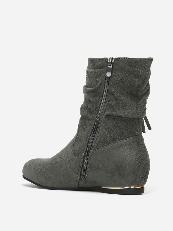 Bottines compensées grises effet plissé détails doré femme pas cher La Modeuse